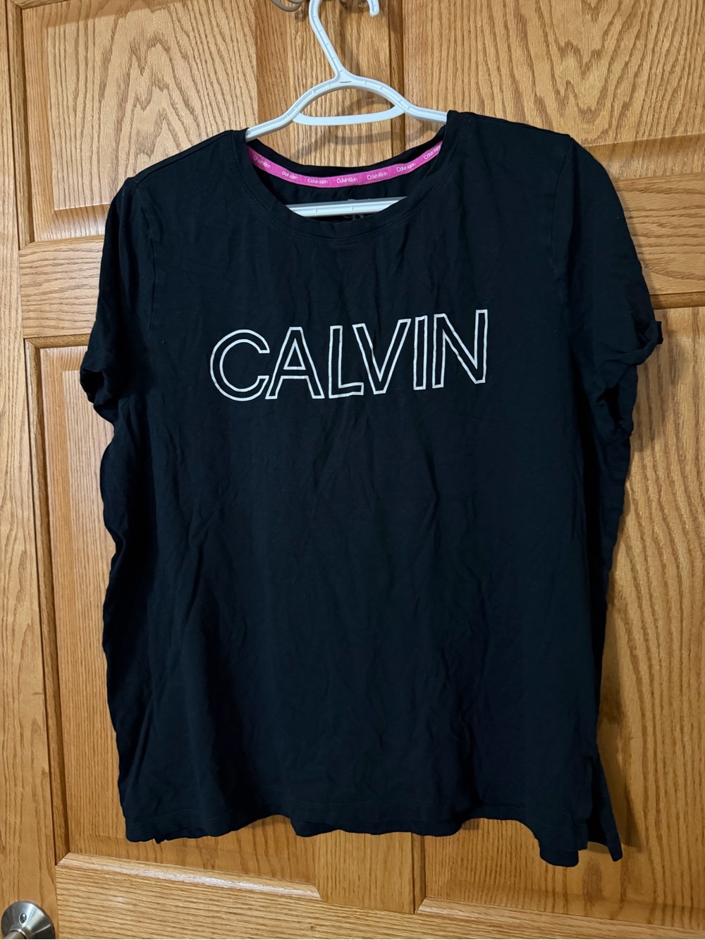 Calvin Klein Black Short Sleeve Logo Tee with White Trim
